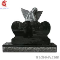 Sell black polished granite angle American tombstone and monuments