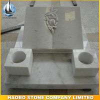 Sell Quality Book-shaped Headstones With Hand Carved Flower In White Marble
