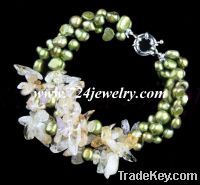 Elegant Freshwater Pearl Bracelet Crystal Jewelry, 50 Pcs/Lot