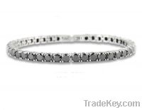 Sell stainless steel tennis bracelet with black zircon