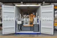 Container-design pipe cutting and beveling work station