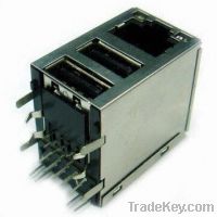 Sell RJ45 Connector with Transformer, Dual USB (Giga)