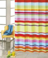 Sell colorful stripe PVC printed bath curtain