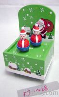 wooden christmas music box, Santa music box