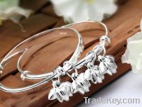 Children's and kids silver charm bracelets with leaf Charms