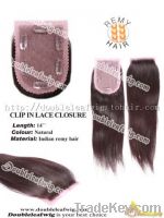 Sell Natural human hair lace closure with clips