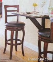Sell Soft Leather Swivel Bar Stool with wooden Backrest in Cherry Fini