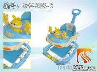 2012 plastic rocker baby walker with push bar and music