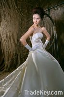 Elegant taffeta long-tail wedding gown PA7-703