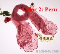 Sell silk scarf /scarves with embroidered flower