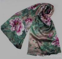 Sell 100% luxury silk scarf digital paint Crepe satin plain scarves