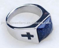 fashion stainless steel crosses gem ring