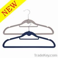 Velvet men hanger with tie bar &indent position and hook