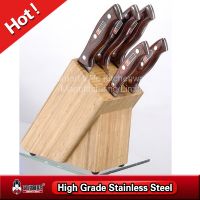 Wood block stainless steel kitchen knife set