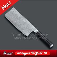 Sharp and hard damascus cleaver chopper knife with nice pattern