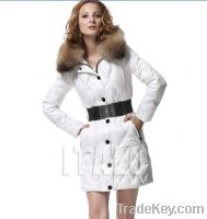 Sell Woman Eiderdown outwear Raccoon Fur Collar White Duck Down