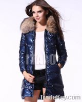Sell Eiderdown coats Raccoon Fur Collar White Duck Down blue