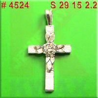 925 SILVER CHARM CROSS ROSE JEWELRY RELIGON # 4524 SC