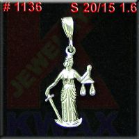 925 SILVER CHARM LADY JUSTICE JEWELRY # 1136 CS