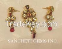 Kundan Polki Pendant Earring Set