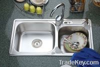 Sell double basins kitchen sink with kinfe rest