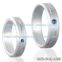 Diamond inlay white tungsten rings