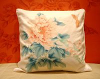 Hand painted silk cushion cover