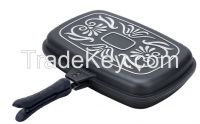 Aluminum die casting non-stick double frypan happycall