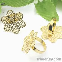 copper gold plating flower lace ring