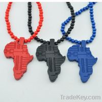 fanhion good wood necklace Africa map design hiphop necklace