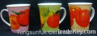 Sell porcelain trumpet mug with fruit designs , 3 assorted