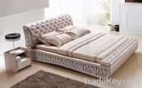 Sell furniture softbed genuine leather bed fabric bed 8005