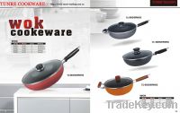 Sell aluminium non stick wok with glass cover/lid