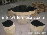 Sell basalt table and chair natural stone sculpture landscaping