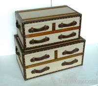 fabric with wood  storage trunk