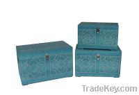 wooden storage trunk  with fabric design