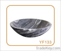Sell Round Polished Wood-grain Grey Stone Vessel Sink