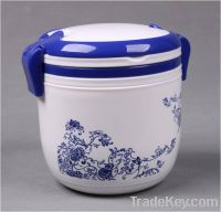 Blue-and-white round hand top lunch boxes