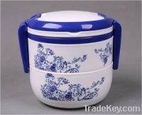 Round portable double layer boxes(Blue-and-white)