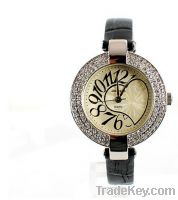 Romantic Number Crystal Leather Watchband Quartz Woman Watch 9324