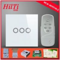 UK Model intelligent remote control switch and touch switch 3 gangs, tactile switch with glass cover, 433Mhz, free shipping