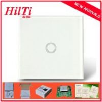 China Hilti EU Waterproof Crystal Tempered Glass Panel 1 Way LED Switch , With LED indicator, Overload & overheat protections