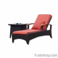 Rattan Chaise Lounge with Plasticwood Arm