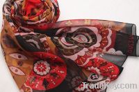 100% Real Pure Silk gorgeous flower long scarf