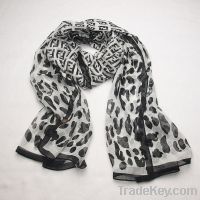100% Real Pure Silk leopard long scarf