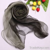 100% Real Pure Silk Gadient wave long scarf