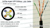 Sell Cat5e U/UTP cable, 24 Awg Solid copper, 4-pair cable, 100MHZ,
