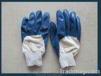 Sell Interlock Cotton Nitrile Glove-blue