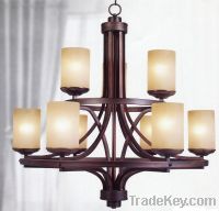 Antique chandelier with glass shades