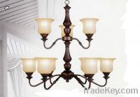 Two floor antique chandelier with glass shades